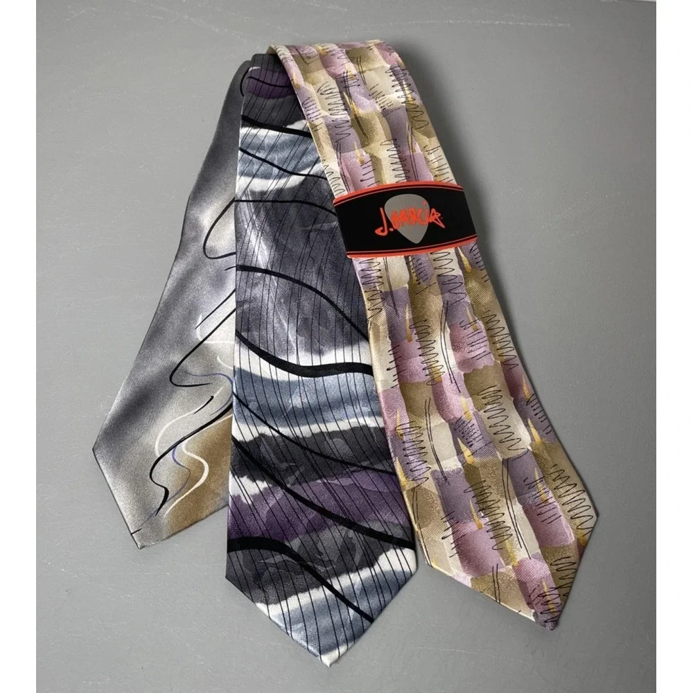 Lot Of 3‎ J. Garcia Men's Silk Dress Necktie Multicolored Ties